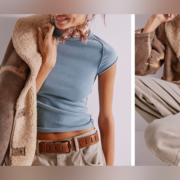 NWOT Free People We The Free Ever Had Tee - Tourmaline blue grey - Large - Picture 4 of 9